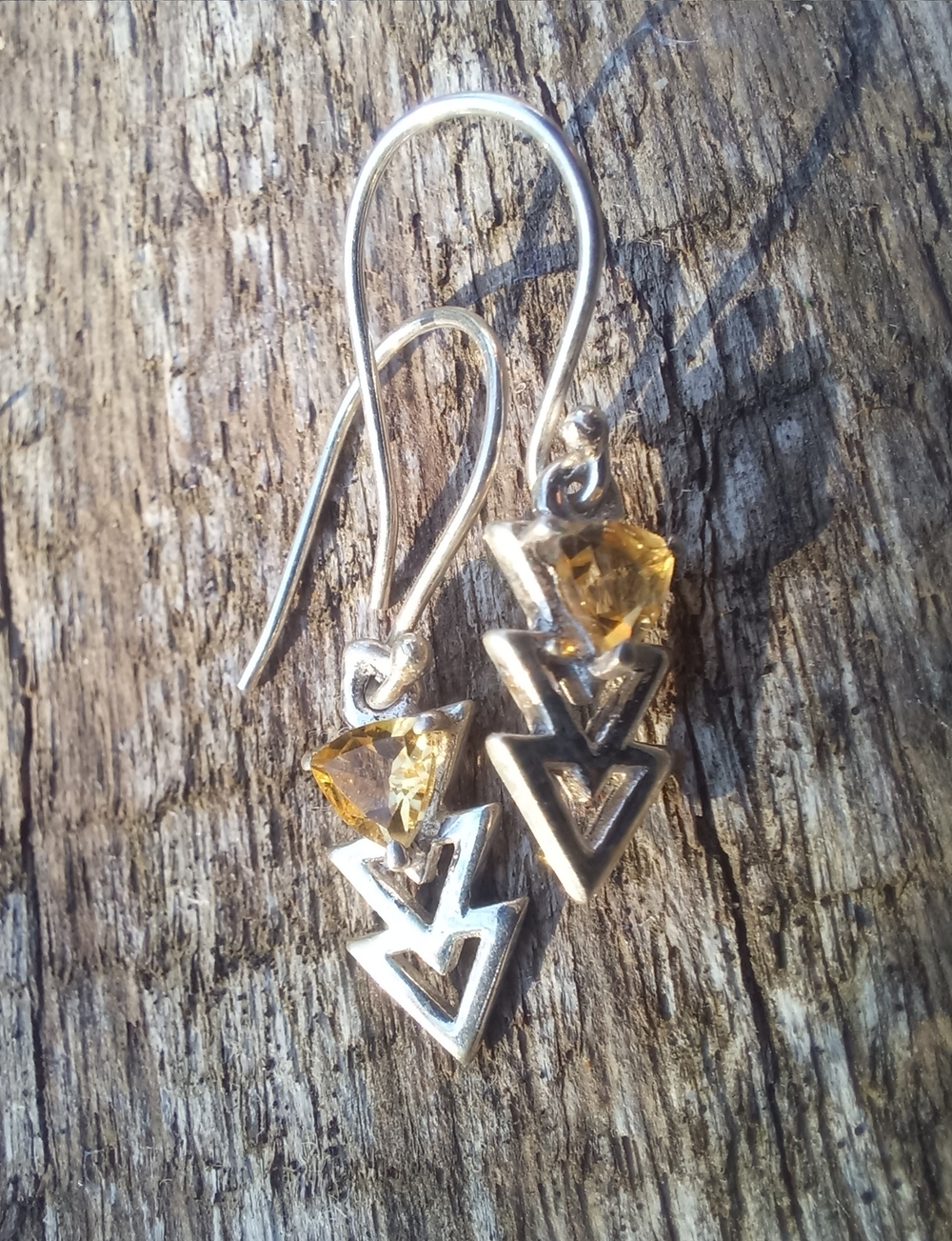 Серьги СТРЕЛА, серебро/цитрин