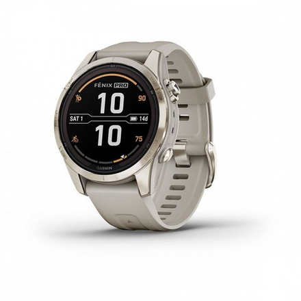 Garmin Fenix 7s Pro Sapphire Solar золотистый корпус со светло-песочным ремешком (010-02776-15)