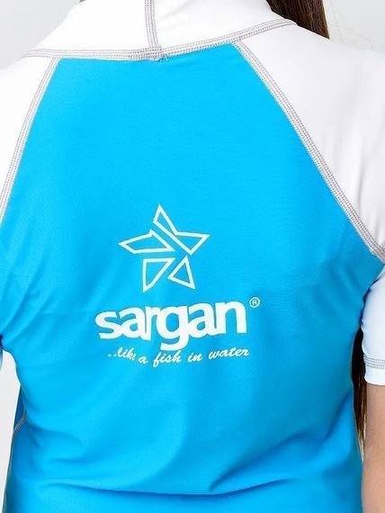 Футболка рашгард лонгслив Sargan Агидель UPF 50+ женская белый/голубой