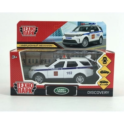 Модель ин. мет. "Land Rover Discovery. Полиция" 12см,откр. двери, белый в кор (Технопарк)