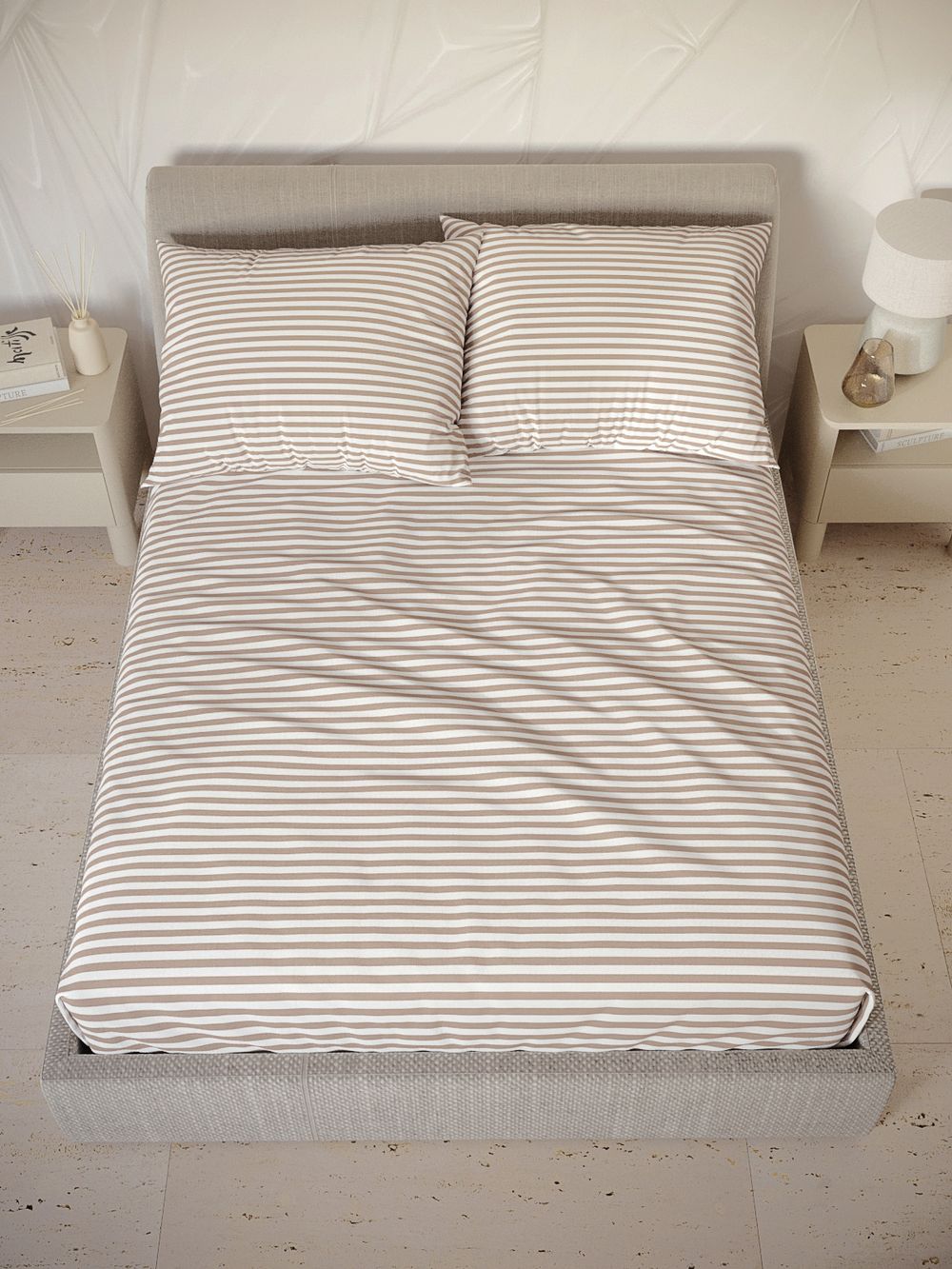 Постельное белье сатин Milky Garden "Мэри/Мэри (компаньон)" евро Наволочка 50x70 см 2 шт Простынь на резинке 180x200 см Пододеяльник 200x215 см