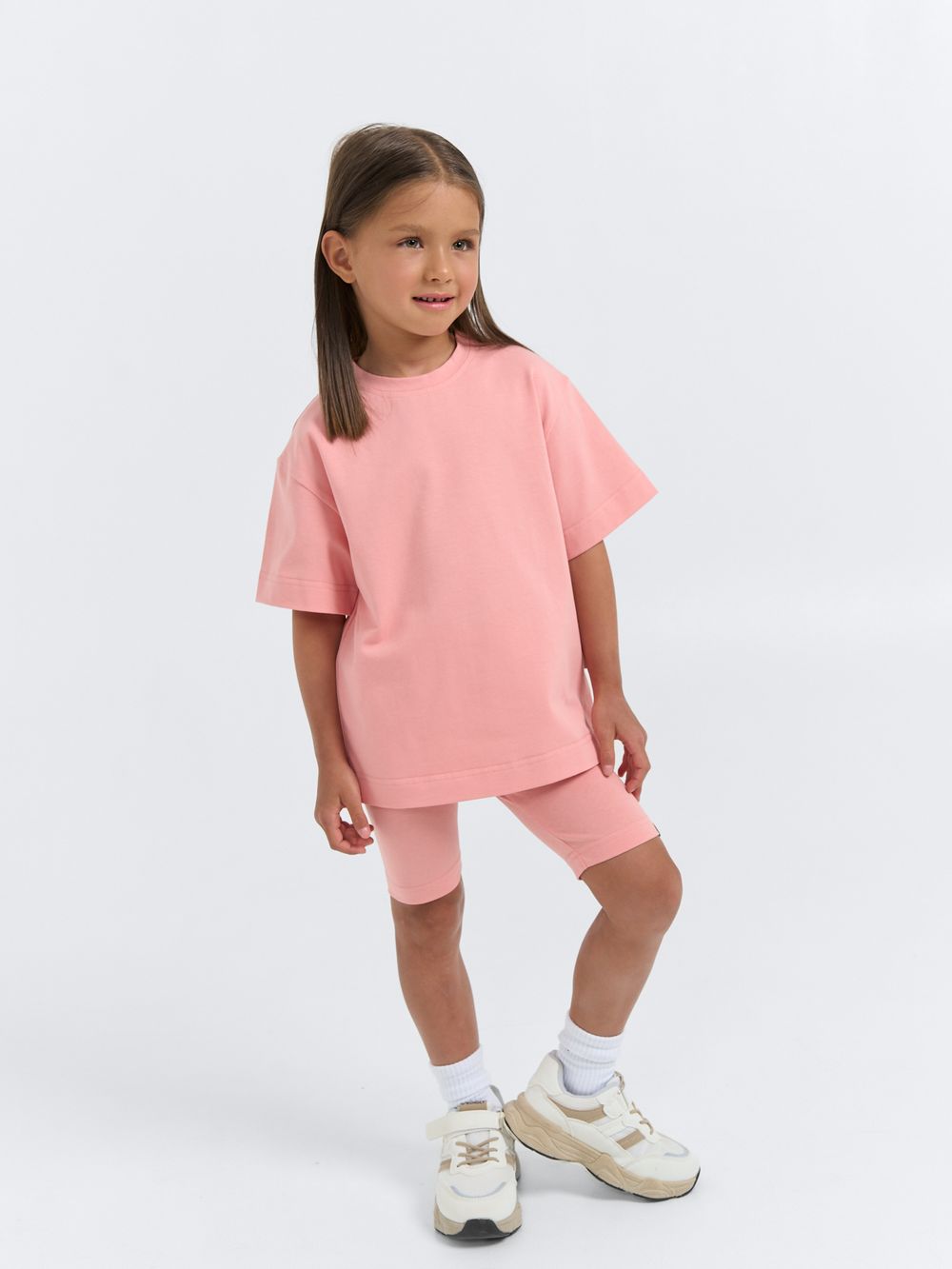Комплект футболка оверсайз и велосипедки "Роза"