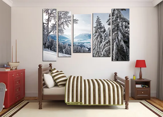 Модульная картина "Снежный лес"