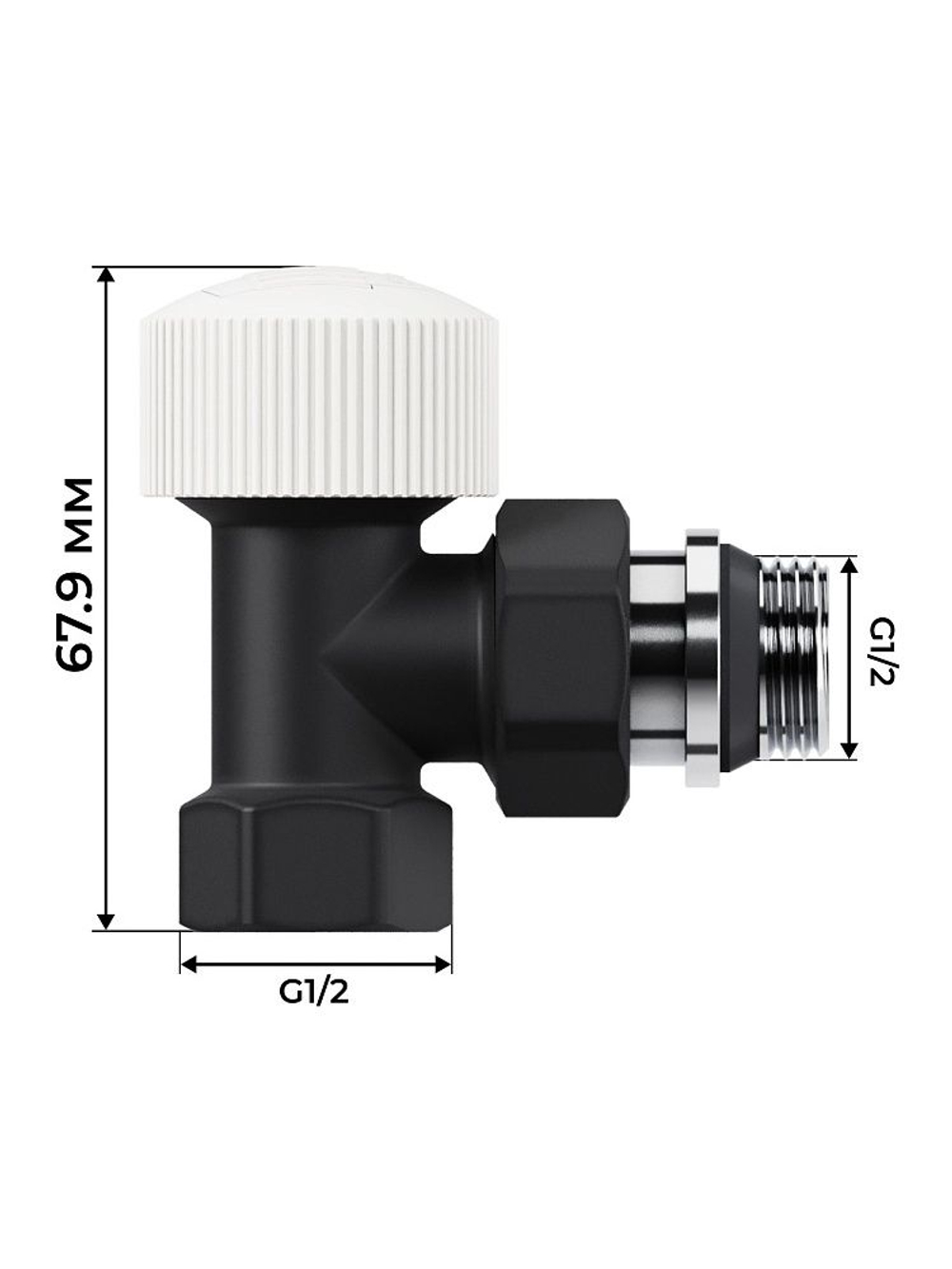 Набор термостатический для радиатора угловой Design 1/2" М30х1,5 Черный Royal Thermo