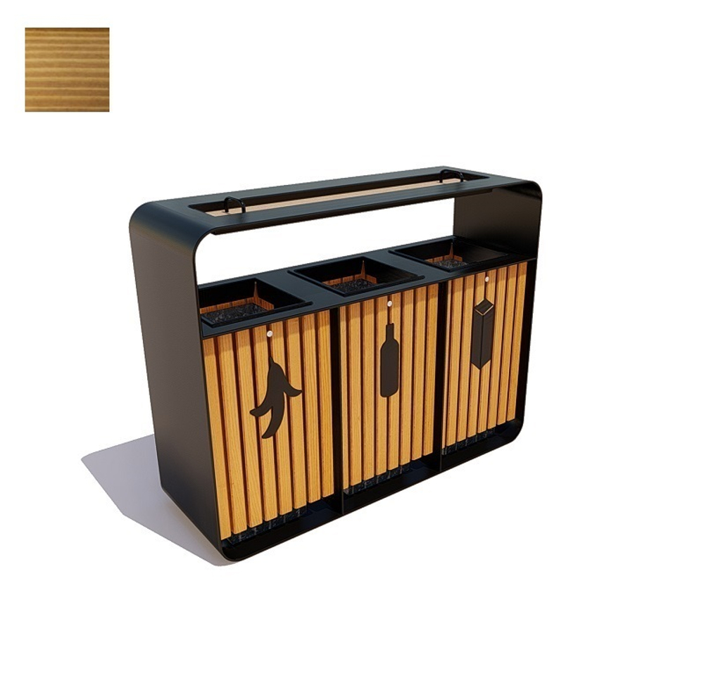 Урна для раздельного сбора "Трио", сосна, дуб