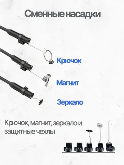 Эндоскоп для смартфона с подсветкой и камерой 8мм, водонепроницаемый, Type-C, айфон, андроид