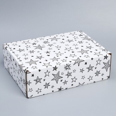 Коробка сборная «Звёзды», белый, 27 х 21 х 9 см