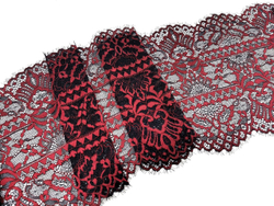 Эластичное кружево, 23 см, черное и винное, м