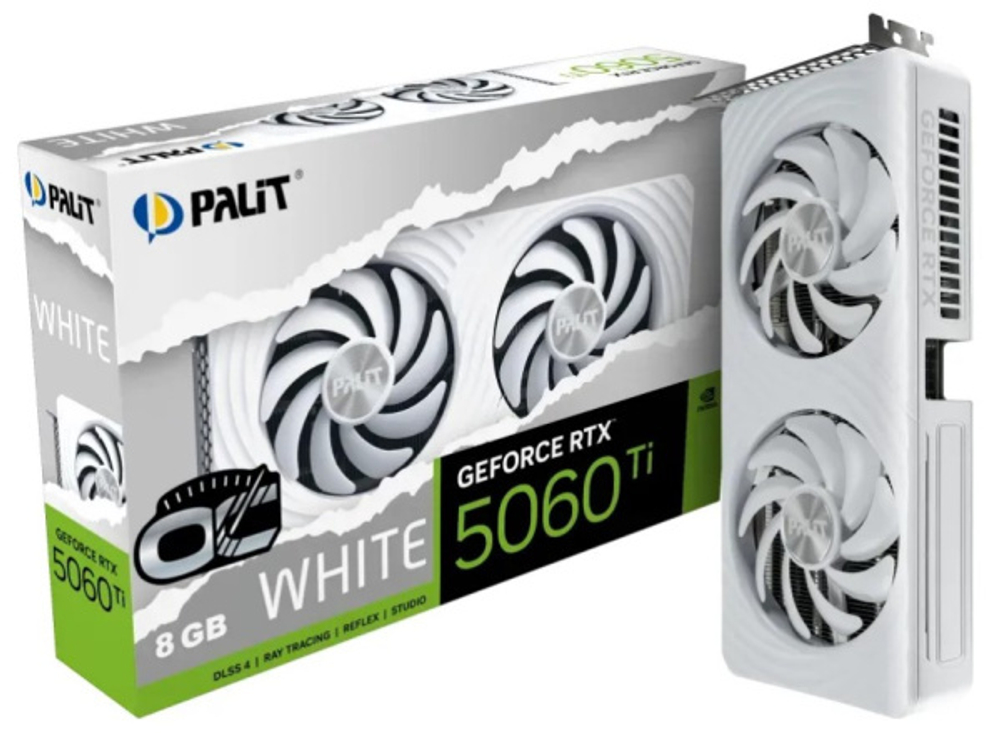 Видеокарта Palit GeForce RTX 5060 TI WHITE OC (NE7506TU19P1-GB2062M)