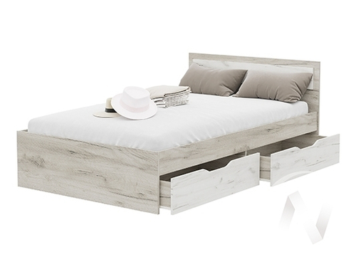 Кровать с ящиками КР 606 Спальня Гармония (дуб крафт серый/дуб крафт белый)