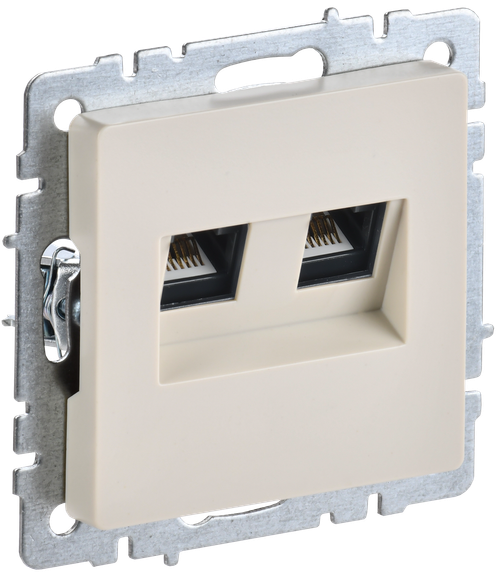 BRITE Розетка двойная RJ11+RJ45 кат.5E РК/Т12-БрКр бежевый IEK