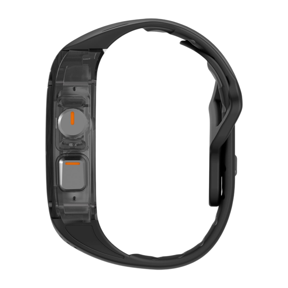 Спортивный ремешок-чехол Aulumu A01 Carbon Fiber Cover для Apple Watch Ultra 2–3 Полупрозрачный поликарбонатный чехол с накладкой из углеродного волокна и водостойкий ремешок в футуристическом стиле из фторэластомера с алюминиевой застёжкой pin-and-tuck.