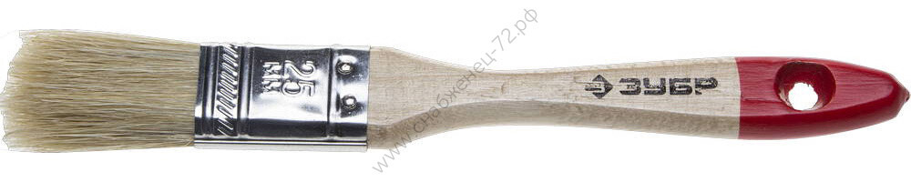 ЗУБР УНИВЕРСАЛ 25 мм, 1'' светлая натуральная щетина, деревянная ручка, Плоская кисть, СТАНДАРТ (4-01001-025)