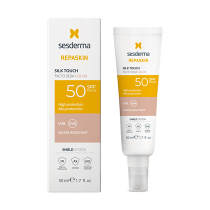 REPASKIN SILK TOUCH COLOUR SPF 50 Средство солнцезащитное с нежностью шелка с тонирующим эффектом для лица