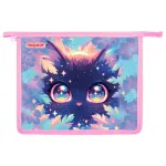 Папка для тетрадей 1 отделение А5 на молнии Пифагор, пластик Magic kitty