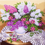 "Сирень в вазе"-1276 канва с рисунком