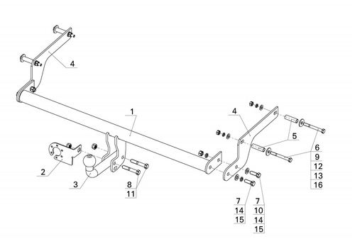 Фаркоп для Renault Logan седан 2005-2014, Dacia Logan седан 2005-2014 Тип шара: A. Нагрузки: 1200/75 кг, RN 12