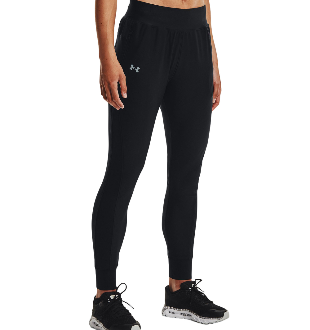 Женские теннисные брюки Under Armour Qualifier Run 2.0 Pants - black/reflective