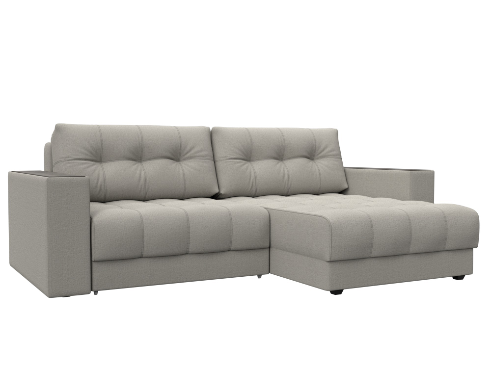 Диван угловой с декором Лига-049 НПБ, Амур 02 РОГОЖКА бежевый