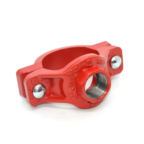 Хомут чугунный резьбовой  седёлка  грувлок PN16