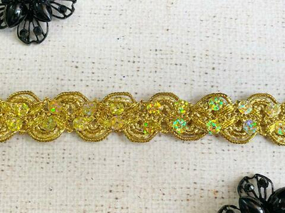 Тесьма люрекс пайетка, ш. 2 см, золото