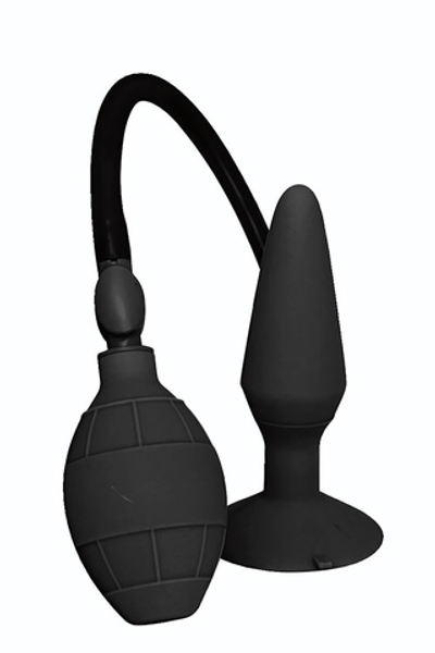 Чёрная анальная пробка с функцией расширения Small Inflatable Plug - 12,5 см. (Цвет: черный)