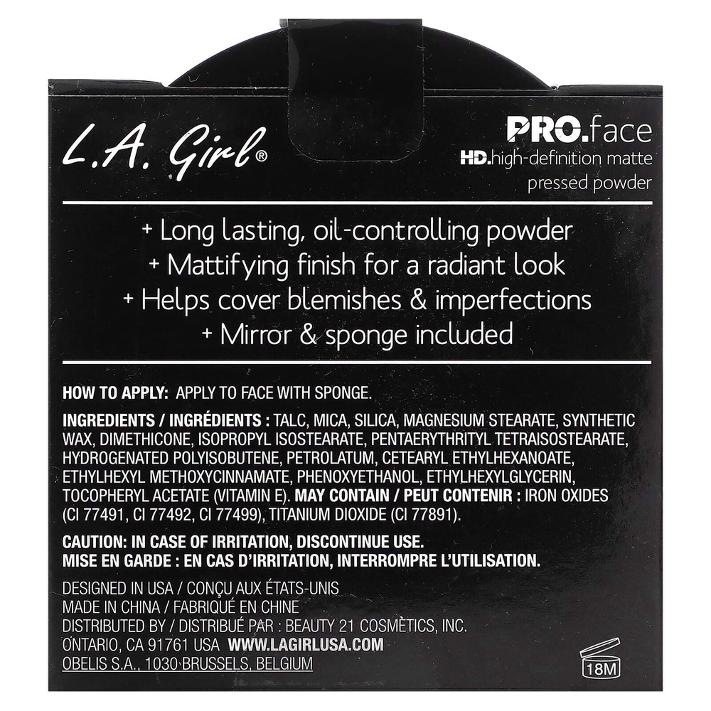 L.A. Girl, PRO. Матовая прессованная пудра для лица, GPP605 телесный бежевый, 7 г (0,25 унции)