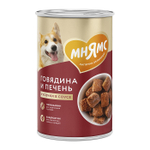 Влажный корм консервы для собак всех пород на каждый день «ЗДОРОВЫЕ СУСТАВЫ» кусочки в соусе с говядиной и печенью Мнямс 0,4кг, 12 шт в упаковке