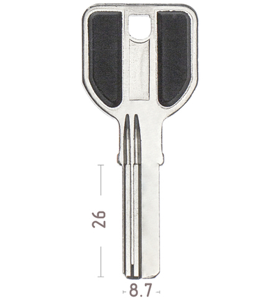 Заготовка вертикального ключа 12817 MSM26 2D 2П. 26MM (черный) под бронь КНР