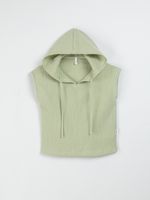 Рубашка муслиновая без рукавов с капюшоном "Шалфей" 7+