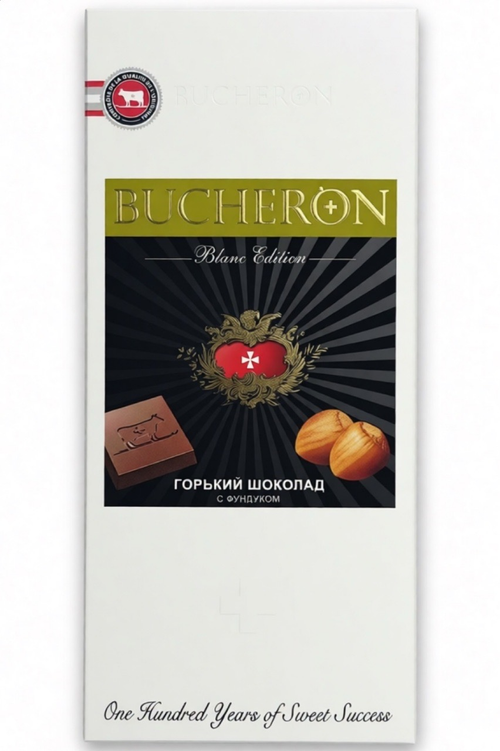ШОКОЛАД BUCHERON BLANC EDITION ГОРЬКИЙ С ФУНДУКОМ 85Г/60