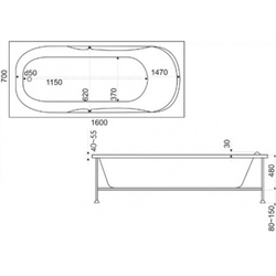 Акриловая ванна Bas (Бас) Мальдива 160x70, с каркасом