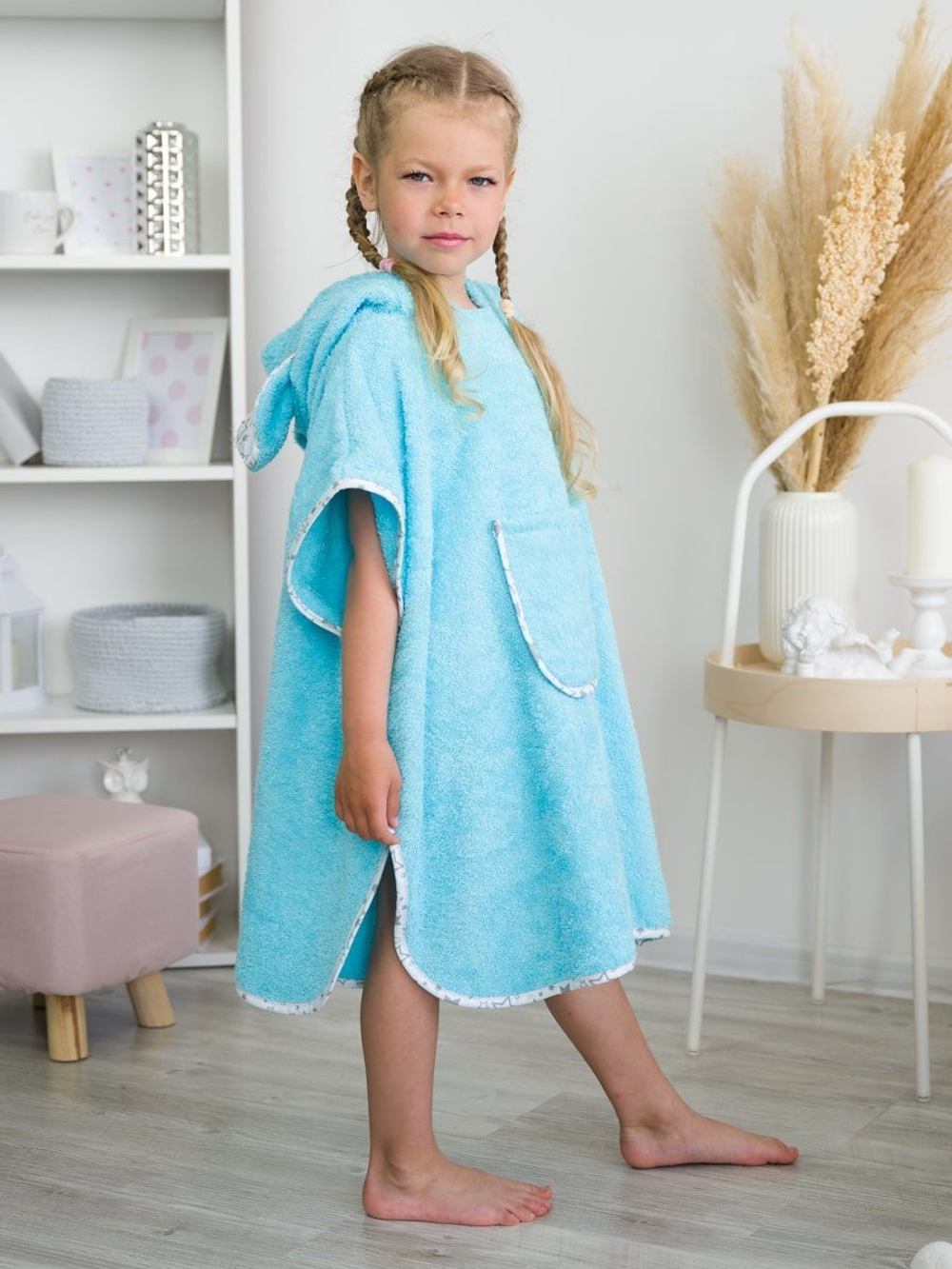 Пончо "ЛАСКОВЫЙ МЫШОНОК" голубое
