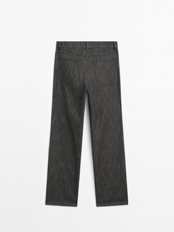 Massimo Dutti Брюки прямого кроя из смесового хлопка с меланжевым узором, серый