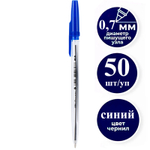 Ручка шариковая DELI "Classic" Q6-BL, 0,7 мм, прозрачный корпус, синяя