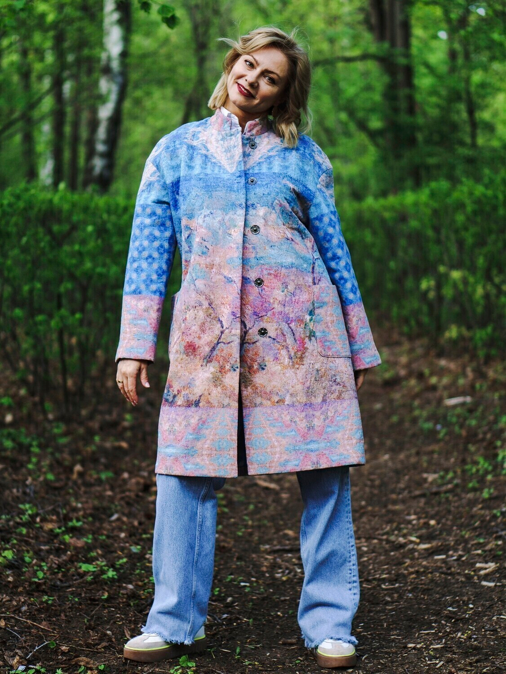 Пальто "Весна", по мотивам пейзажа «Весна в Крыму» русского живописца Роберта Фалька