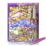 Румбокс, наклейки для творчества - антистресс блокнот, 200*265 мм, "Animal Party", фиолет, XXL, 3D стикеры, 6 комнат, в комплекте пинцет, пакет с европодвесом