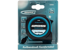 Рулетка Komfortabel, 5 м х 25 мм обрезиненный корпус GROSS 32562