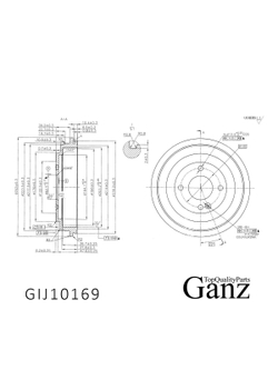 Барабан тормозной HYUNDAI Solaris 2010->/KIA Rio III GANZ GIJ10169