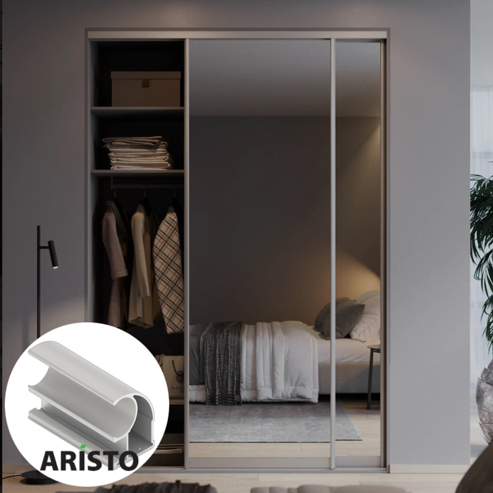 Дверь-купе ARISTO С, зеркало, профиль кашемир серый
