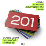 Номер на дверь 201, табличка на дверь для офиса, квартиры, кабинета, аудитории, склада, красная 120х70 мм, Айдентика Технолоджи