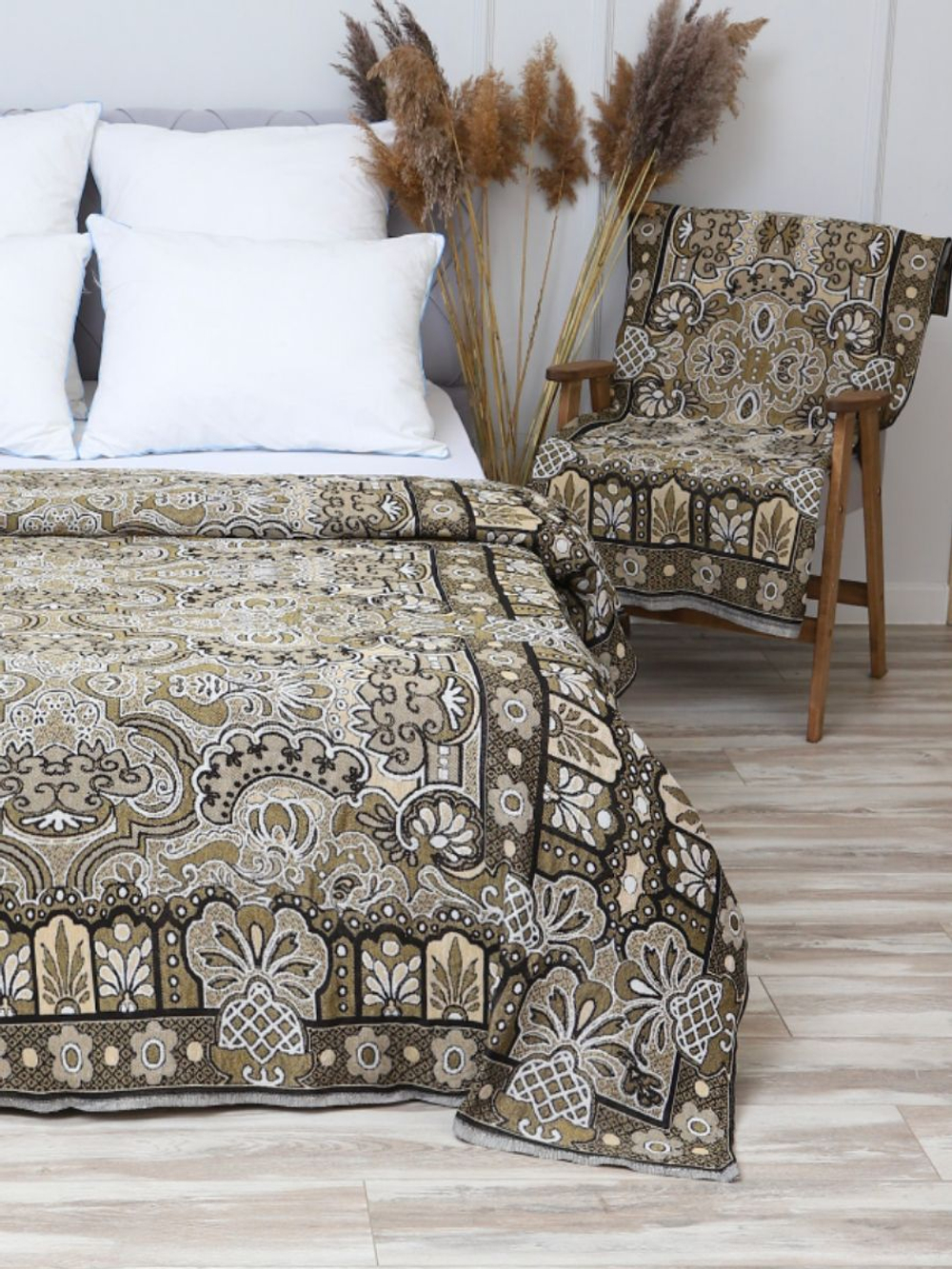 Накидки на диван и кресла комплект, комплект покрывало 200х210 и 2 дивандека для кресла 65х198