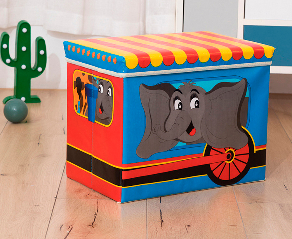 Коробка для хранения игрушек и вещей Blonder Home Trailer Blue Elefant CVAN/88