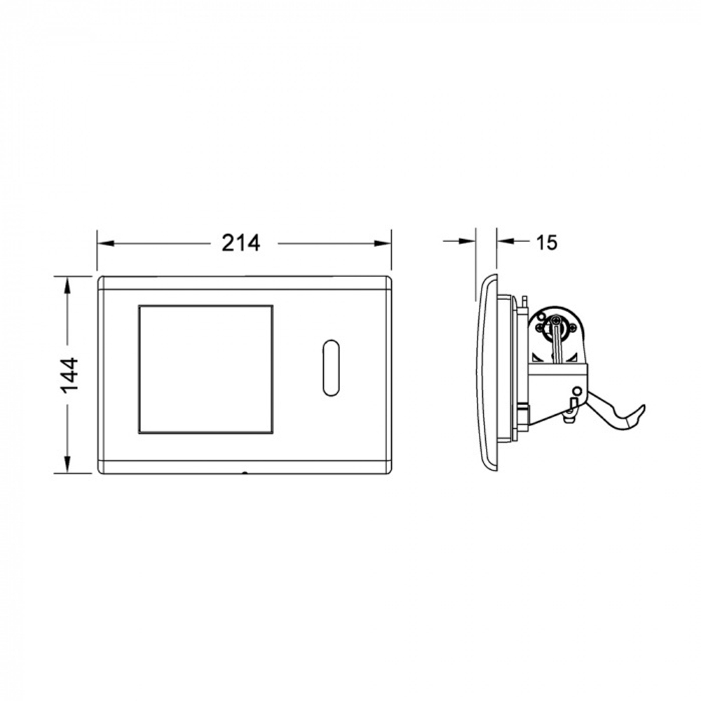Металлическая панель смыва для унитаза TECEplanus с ИК-сенсором, питание от сети 12 В, (хром глянцевый)