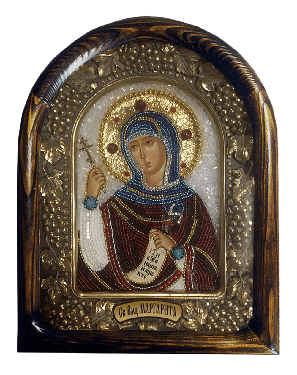 Дивеевская икона святая великомученица Маргарита, печать, бисер