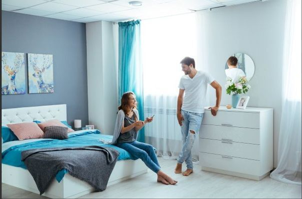 Комод "Тиффани", белый, ЛДСП, МДФ, шариковые направляющие, 4 ящика, 99x99x51 см