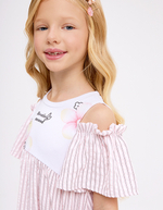 Платье сарафан розовое полоска