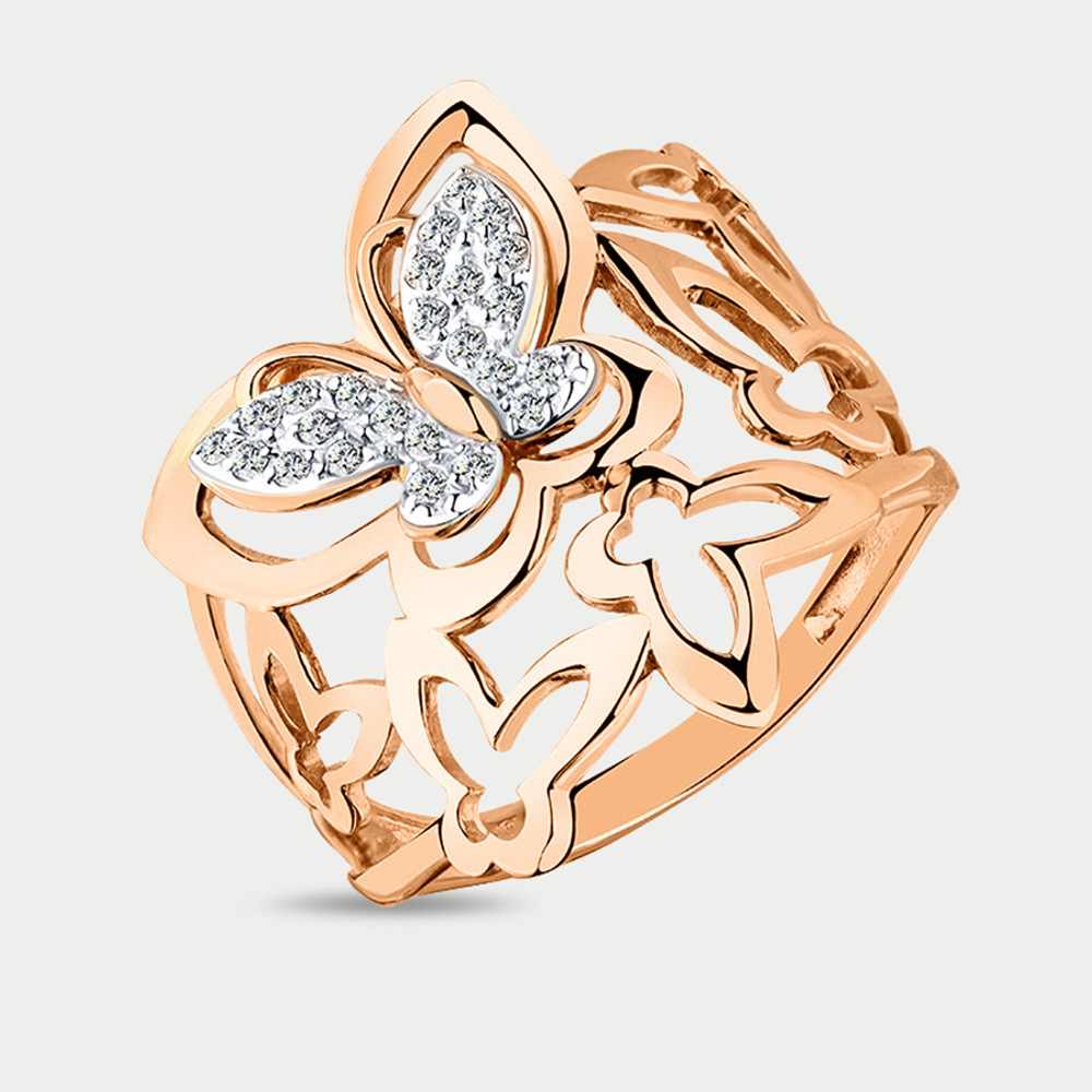 Женское кольцо из розового золота 585 пробы с фианитами (арт. 001-0688-0001-011)