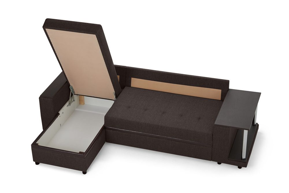 Угловой диван-кровать из массива бруса Вольберг со столиком