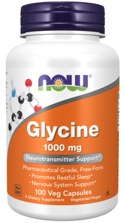 NOW Foods, Глицин 1000 мг, Glycine 1000 mg, 100 вегетарианских капсул